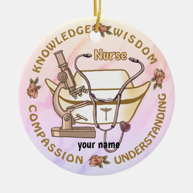 Sepia coola-sjuksköterska julgransprydnad keramik (Framsidan)