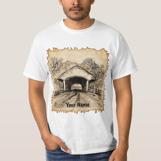 Sepia Covered Bridge t-shirt (Framsida)