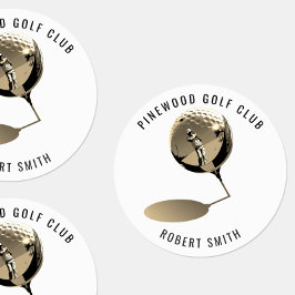 Sepia Custom Waterproof Golf Club Name Round Klistermärke