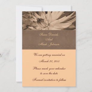 Sepia Dahlia Flower Bröllop spara datum Inbjudningar