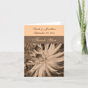 Sepia Dahlia Flower Bröllop Tack Kort