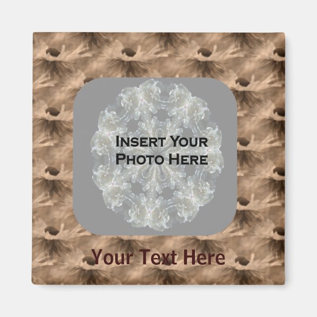 Sepia Daisy Flowers Photo Magnet (Framsidan)