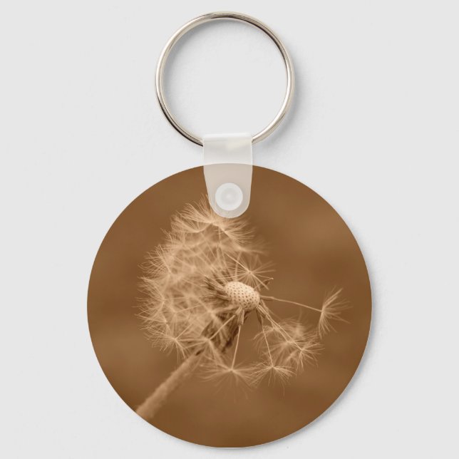 Sepia Dandelion Keychain Nyckelring (Framsida)