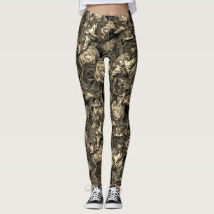 Sepia Död Head Hawk Moths Goth Raven med Ro Leggings