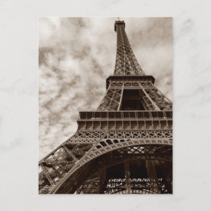 Sepia Eiffel Torn från Europa under Romantik Paris Vykort