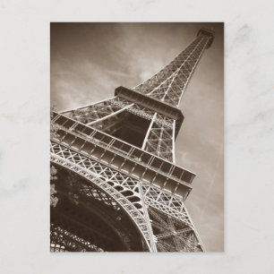 Sepia Eiffel Torn Kärlek Romantik City i Paris Vykort