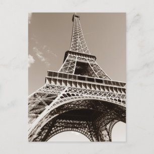 Sepia Eiffel Torn Kärlek Romantik Paris Europa Vykort