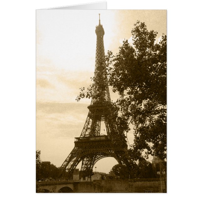 Sepia Eiffel Torn OBS Kort (Framsidan)
