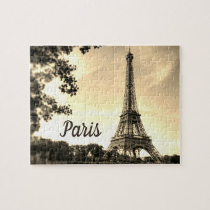 Sepia Eiffel Torn Paris Europe Travel Foto Pussel