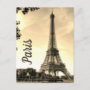 Sepia Eiffel Torn Paris Europe Travel Photo Vykort