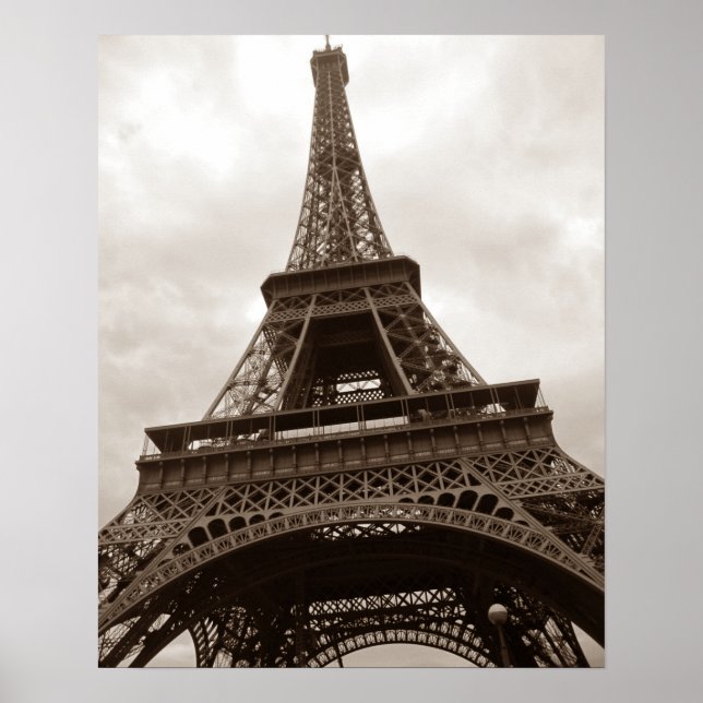 Sepia Eiffel Torn Paris Poster (Framsidan)