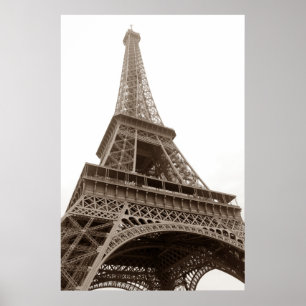 Sepia Eiffel Torn Paris Romantik City Poster