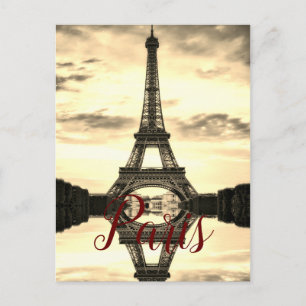 Sepia Eiffel Torn Paris Vintage European Travel Vykort
