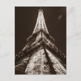Sepia Eiffel Torn Romantik Night of Paris Frankrik Vykort