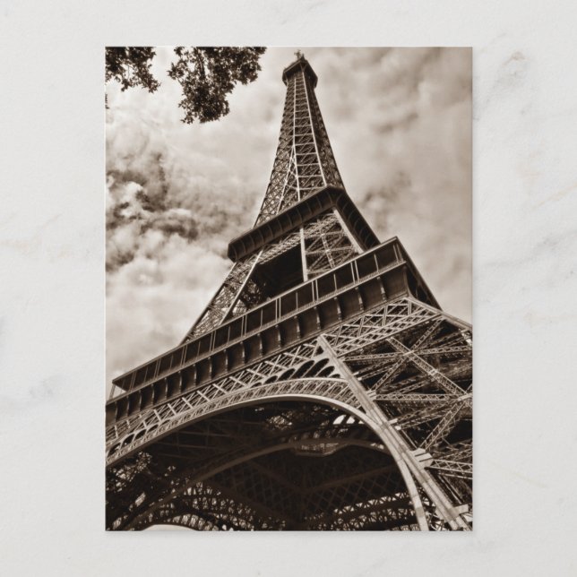 Sepia Eiffel Torn under - Paris Vykort (Framsida)