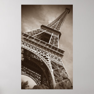 Sepia Eiffel Torn under Poster