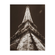 Sepia Eiffeltornen Romantik Paris Natt Frankrike