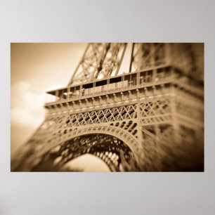 Sepia Eiffeltornet, Paris, Frankrike Poster