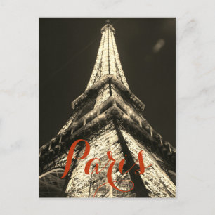 Sepia Eiffeltornet Paris Frankrike Stylish Klassis Vykort