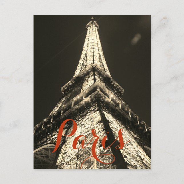 Sepia Eiffeltornet Paris Frankrike Stylish Klassis Vykort (Framsida)