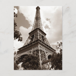 Sepia Eiffeltornet Romantik Paris Europa Vykort