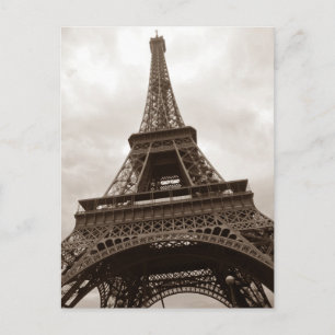 Sepia Eiffeltornet Romantik Paris Frankrike Vykort