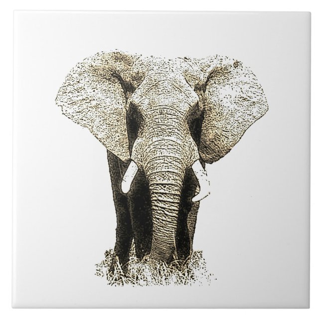 Sepia Elephant Kakelplatta (Framsidan)