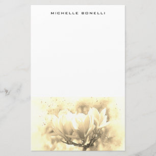 Sepia Enkel Minimalistisk Professionell Blomdesign Brevpapper