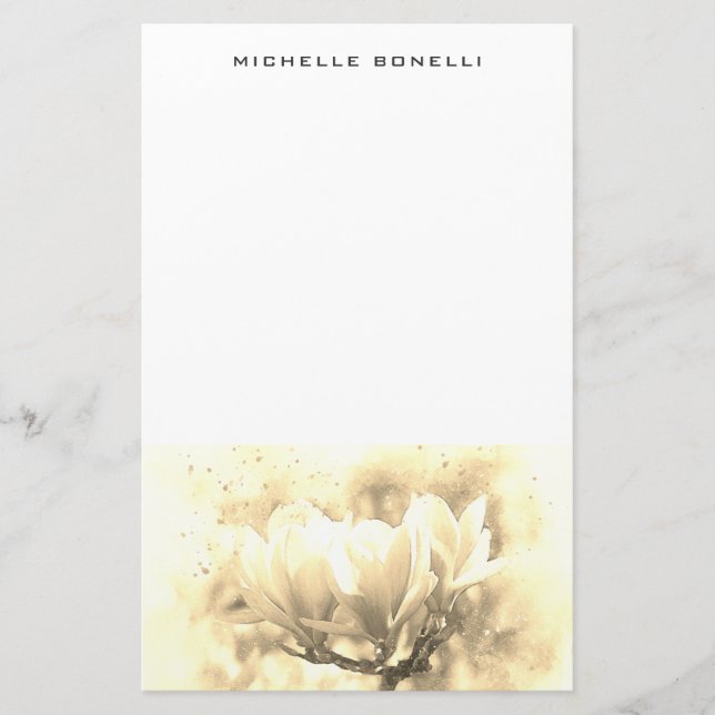 Sepia Enkel Minimalistisk Professionell Blomdesign Brevpapper (Framsida)