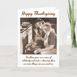 Sepia-familjfoto för Vintagen Happy thanksgiving C Tack Kort