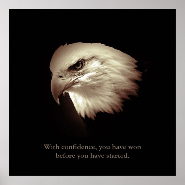Sepia Färg Confidence Qote Eagle Öga Poster (Framsidan)