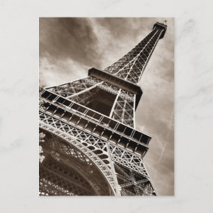 Sepia Färg Eiffel Torn Paris Vykort