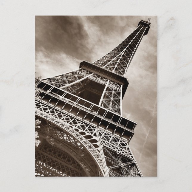 Sepia Färg Eiffel Torn Paris Vykort (Framsida)