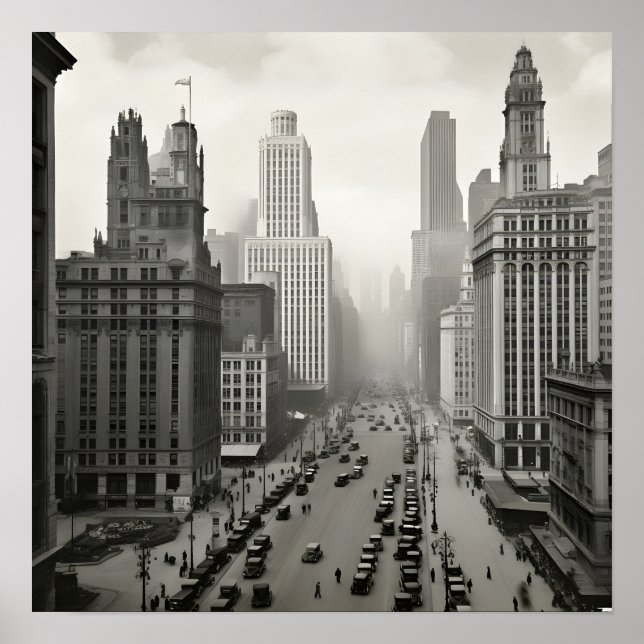 Sepia-foto från 1920-talet Chicago Poster (Framsidan)