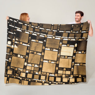 Sepia Geometric Spegel Fleecefilt
