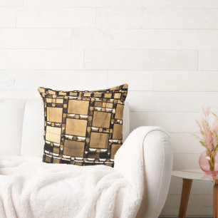 Sepia Geometric Spegel Mönster Kudde