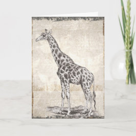 Sepia Giraffe Grattis på födelsedagen-kort i illus Kort