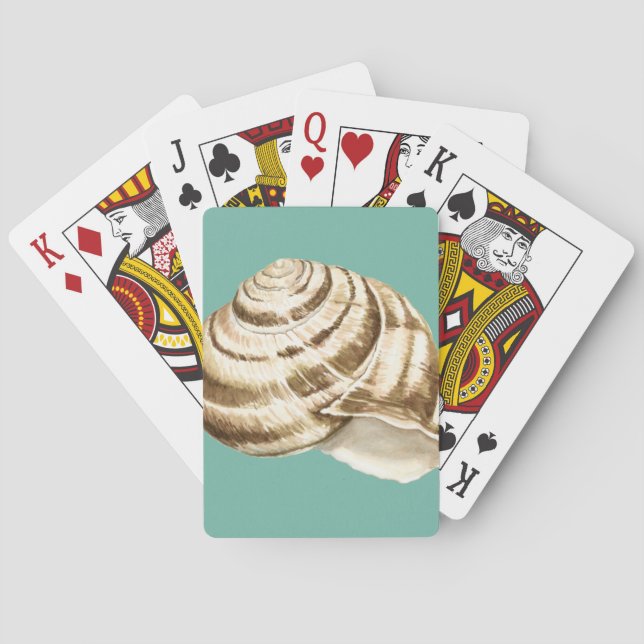Sepia görad randig snäcka på kricka spel kort (Baksidan)