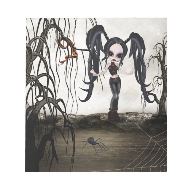 Sepia Goth Girl Anteckningsblock (Framsida)