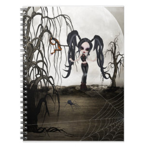 Sepia Goth Girl Anteckningsbok Med Spiral