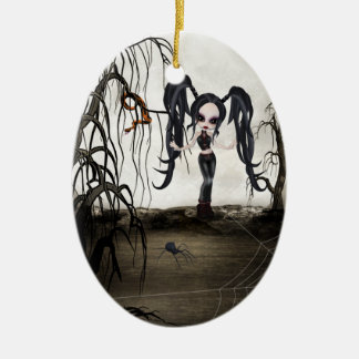 Sepia Goth Girl Julgransprydnad Keramik