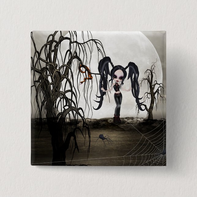 Sepia Goth Girl Knapp (Framsida)