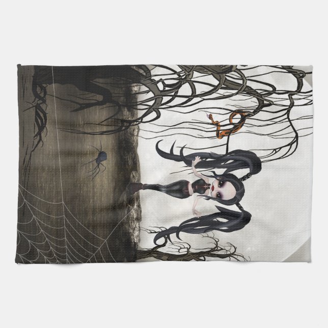 Sepia Goth Girl Kökshandduk (Horisontell)