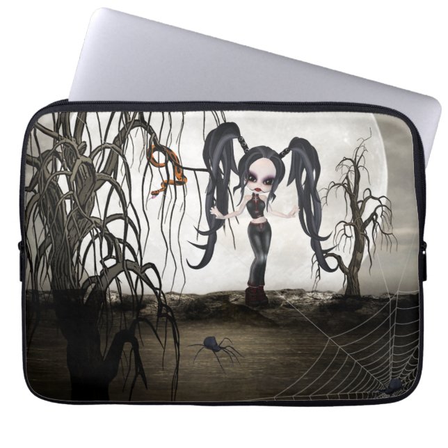 Sepia Goth Girl Laptop Sleeve (Framsidan)