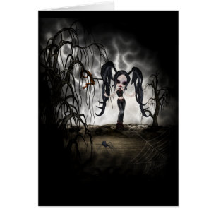 Sepia Goth Girl Vignette Hälsningskort