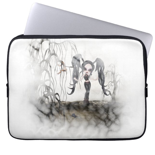 Sepia Goth Girl Vignette Laptop Fodral (Framsidan)