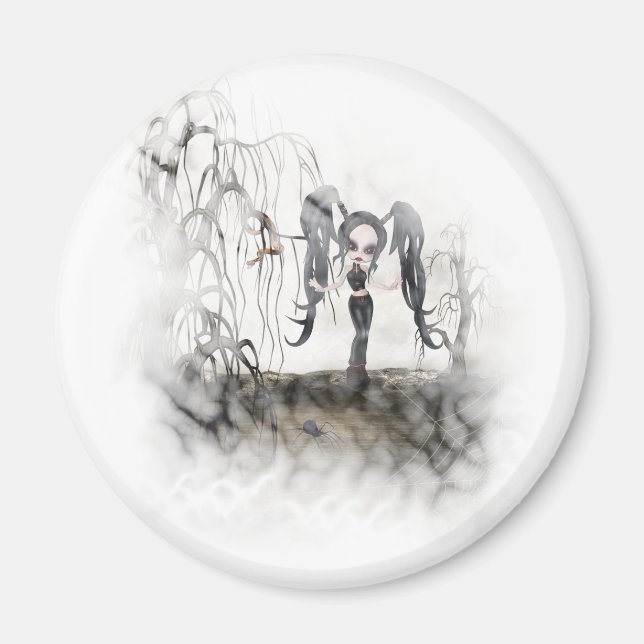 Sepia Goth Girl Vignette Magnet (Framsidan)