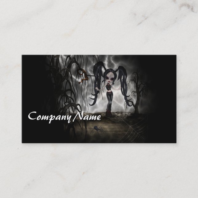Sepia Goth Girl Vignette Visitkort (Framsida)