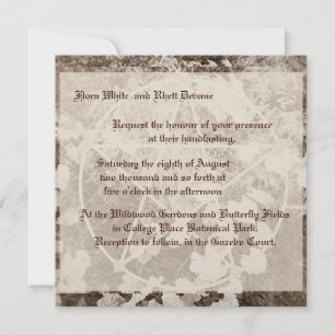 Sepia Grapevine Bröllop/Handfastacle Pentacle Suit Inbjudningar