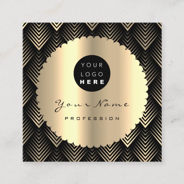 Sepia Guld Black Glitter Makeup Artist Lash Logoty Fyrkantigt Visitkort (Framsida)
